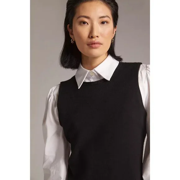 Anthropologie Eva Franco Layered Knit Mini Dress Black and White - Picture 4 of 4